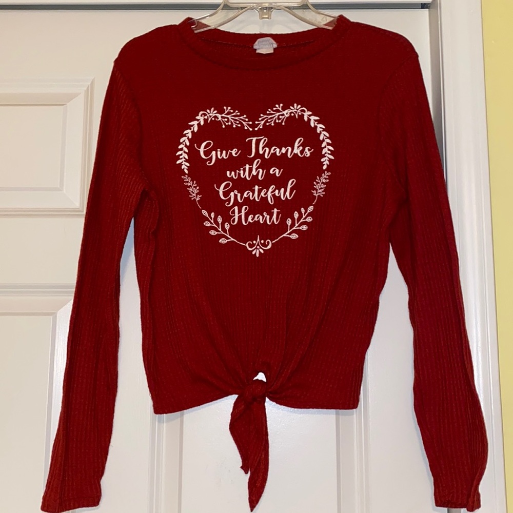 Funky Pink medium “Give thanks with a greatful heart” auburn long sleeve shirt